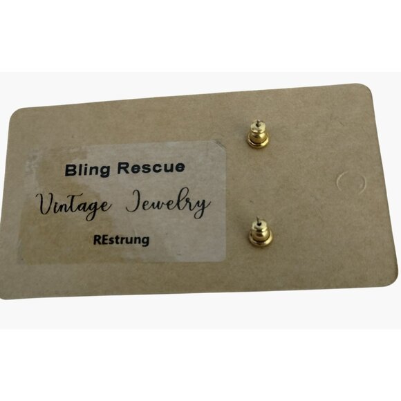 Red Gold Tone Earrings Abstract Geometric Art Deco Pierced Post - Picture 2 of 2